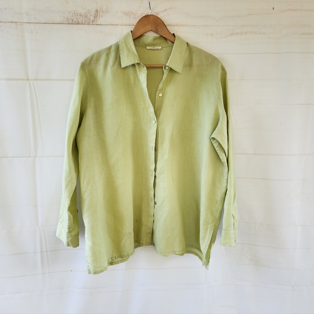 Eileen Fisher Light Green Button-Down Shirt